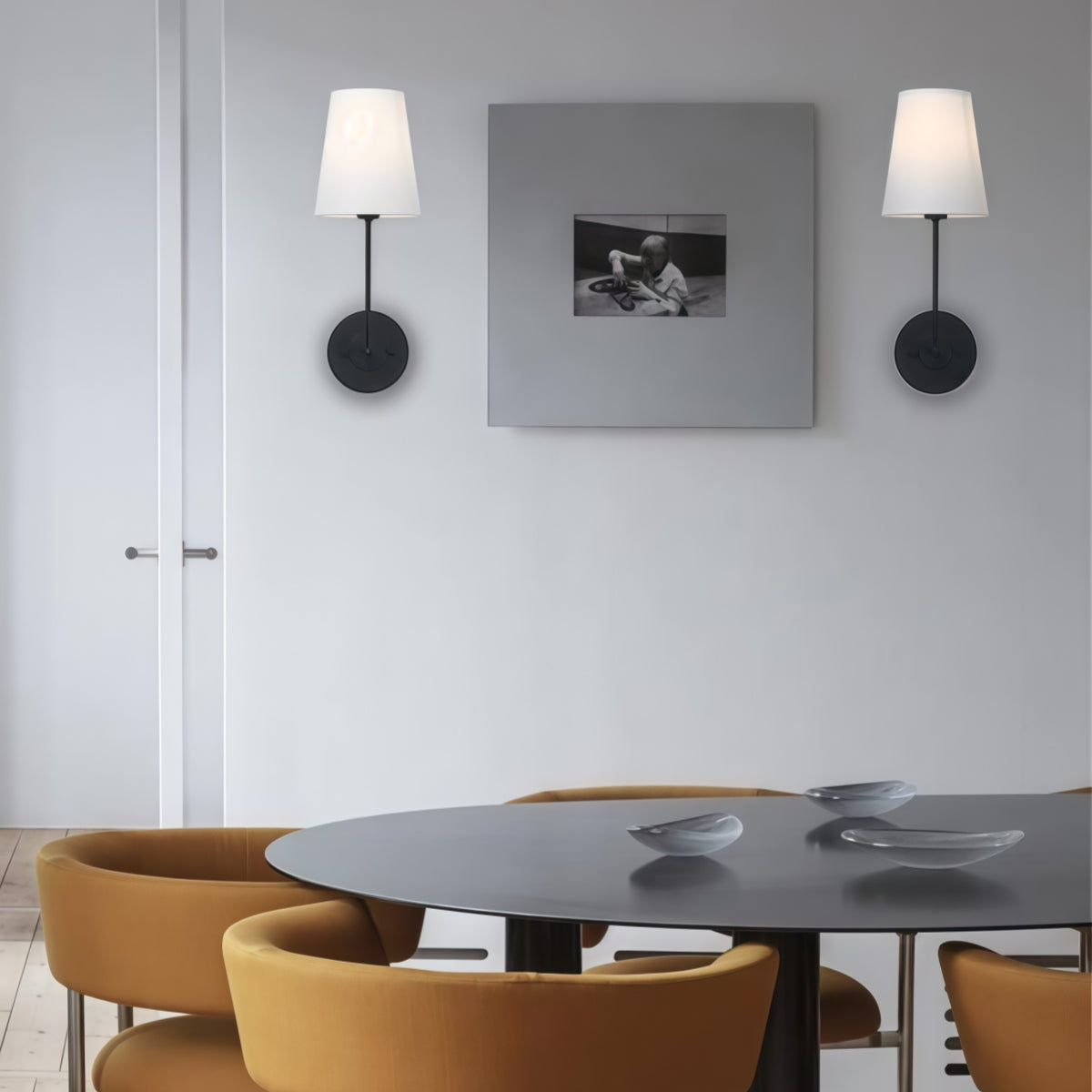 Rustic Cone Shape Fabric Wall Sconce – Antique Brass Metal Accent Light